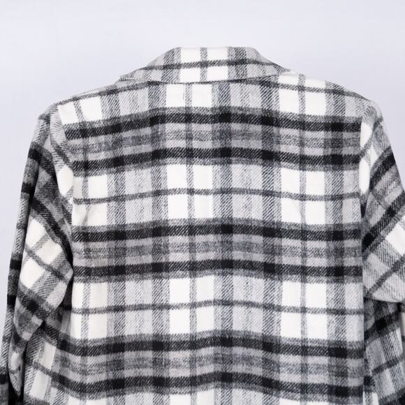 Nordstrom Melloday Women's Black & White Plaid Shacket MEDIUM Open Front 2% Wool - Picture 5 of 6